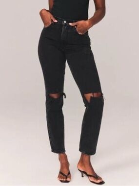 Abercrombie & Fitch the 90s straight ultra high rise black denim